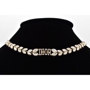 Dior Gold and Silver Leaf Choker Necklace